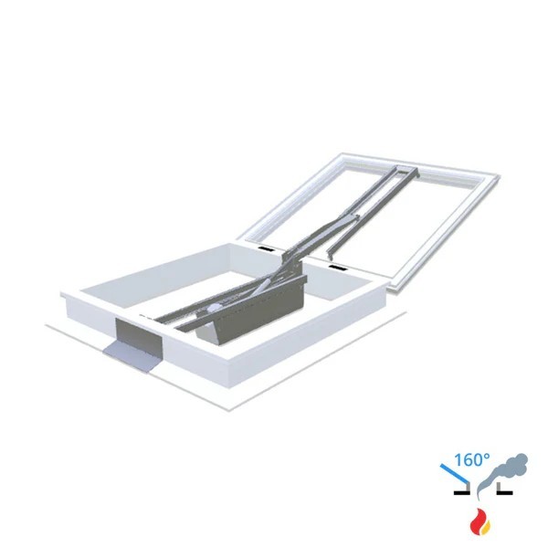 Skylux - Exutoire 160° CE PVC 16/00 + moteur LM 1000x1000mm