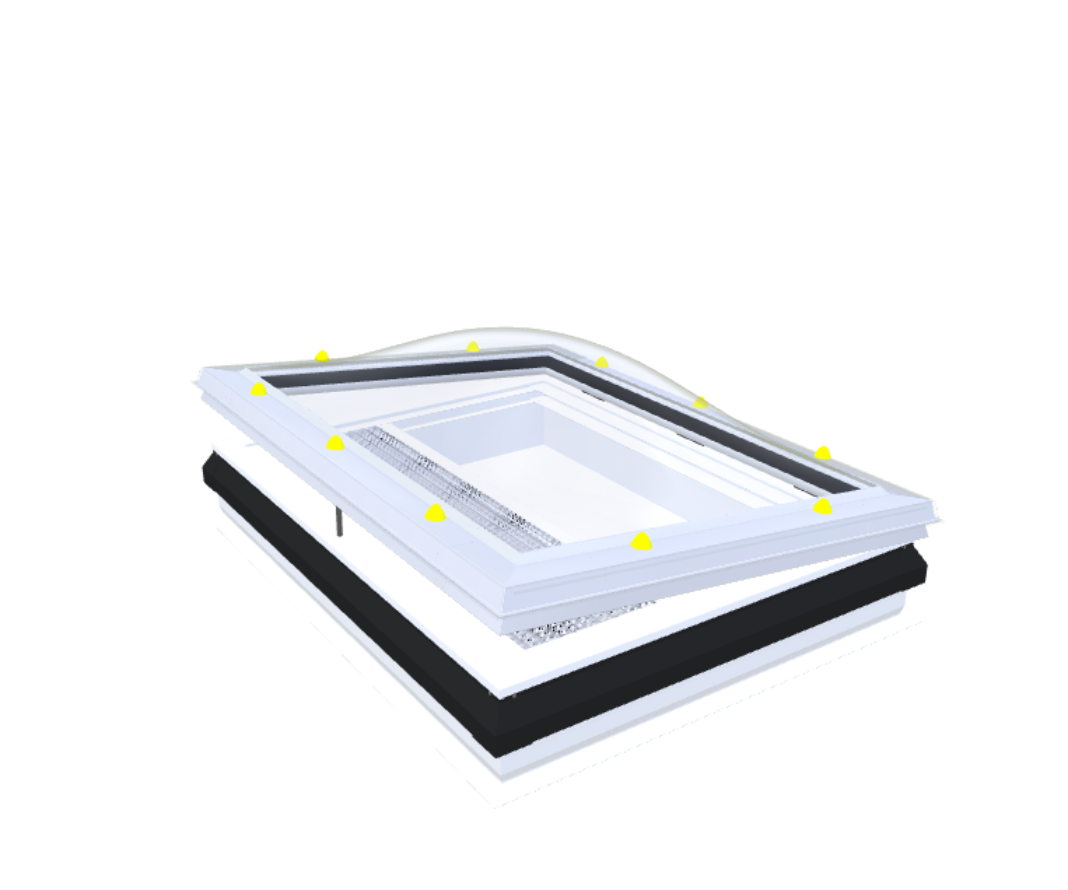 Skylux - IDome ouvrant clair + costière PVC 20/00 + mousti. 0900x1200mm
