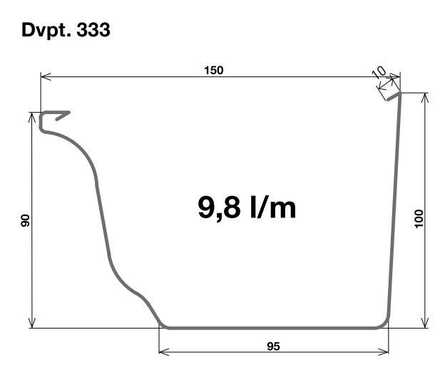 Gouttière moulurée 333 zinc nat 0.7mm (GM3370)